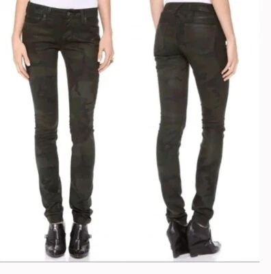 Novo com etiquetas - Jeans skinny têxtil Elizabeth James DEBBIE verde camuflado preto tamanho 29 - Imagem 1 de 4