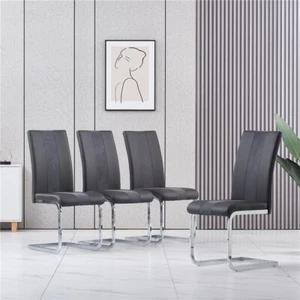 Dining Chairs 2/4pcs Modern Leather High Back Sturdy Chrome Legs Office/Cafe UK - Picture 1 of 15