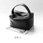 Women's Genuine First Layer Cowhide Cosmetic Bag Black Plus Handbag Lunch Box