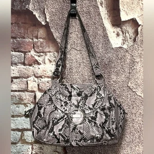 ELLE Purple Faux Snakeskin Handbag Shoulder Bag Great - Picture 1 of 12