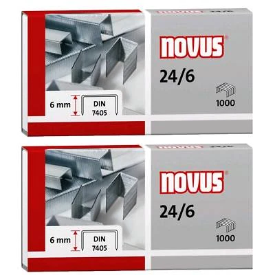 2000 Heftklammern Novus 040-0158, 24/6, verzinkt, 2 Packungen a. 1000 Stück