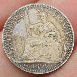 Indochine 10 Cent 1889 Argent Indochina - Picture 1 of 2