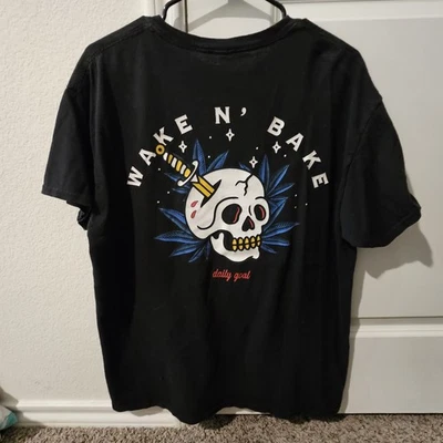Cactus & Skull Wake N Bake Daily Goal Graphic T-Shirt Black Size L - Image 1 of 4