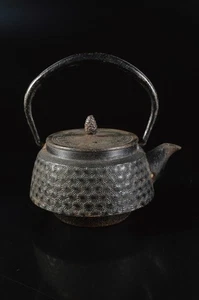 G2990: Japanese Iron Flower sculpture Shapely TEAPOT Kyusu Sencha, auto - Picture 1 of 11