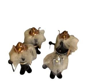4 Vintage Scandinavian Viking Figure Doll Kreiss Corp 1970s Furry Wood Viking - - Picture 1 of 20