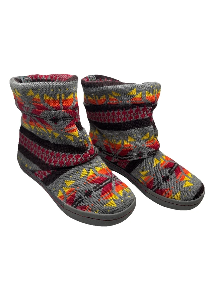 Tigerbear Republik Aztec Southwestern Knit Slipper Ankle Boots Fleece Lined 6.5 - Image 1 of 4