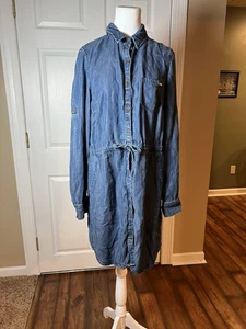 Calvin Klein Women's Size Medium Chambray Shirt Dress Fall Casual Work Wear - Picture 1 of 9