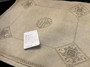 1958🌟Vintage Antique Handmade 1900s Oatmeal Linen Monogram “MB” Pillow Envelope - Picture 1 of 11