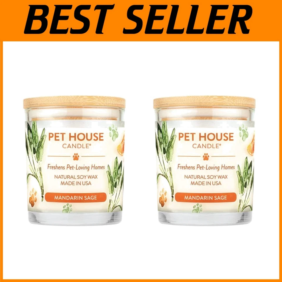 Long Lasting Pet Odor Candles, Mandarin Sage, 2 Pack - Image 1 of 4