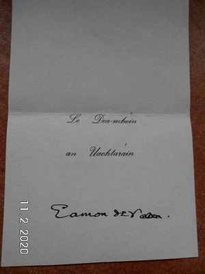 Authentisches Autogramm Staatspräsident Irland, Éamon de Valera - Bild 1 von 2
