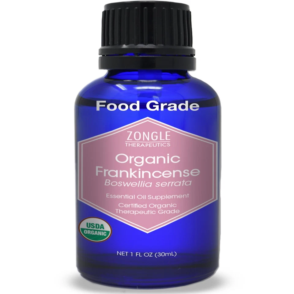 Zongle USDA Certified Organic Frankincense Essential Oil Safe to Ingest Boswellia Serrata 1 Oz