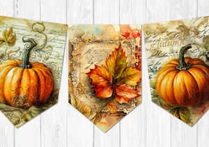 Pumpkin Autumn Harvest Bunting Halloween Thanksgiving - Picture 1 of 4