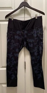 Active Life Athletic Capris Black & Navy Blue Camo Deep Pockets Women's Large - Picture 1 of 4