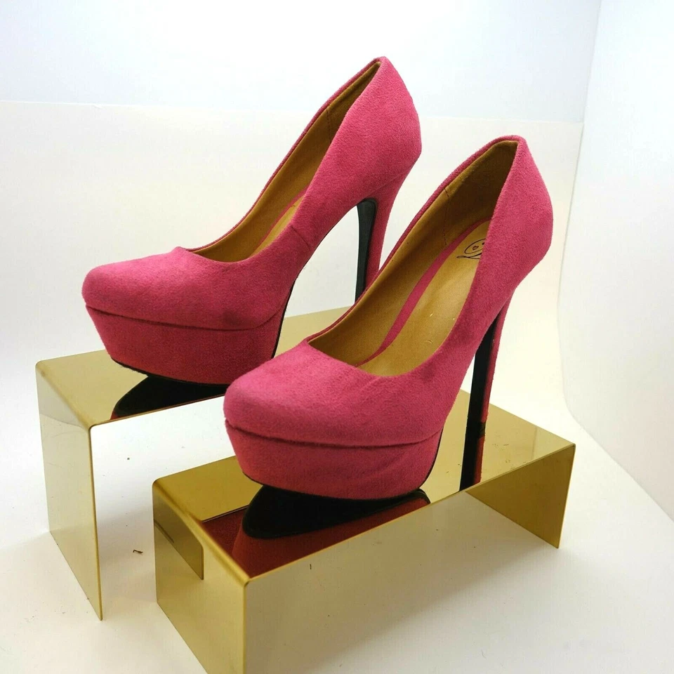 Camurça artificial deliciosa feminina tamanho 6 1/2 polegadas rosa quente - Imagem 1 de 4