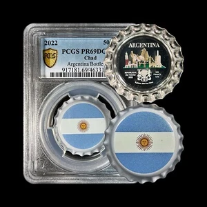 Chad. 2022, 500 Francs, Silver - PCGS PR69 - Top Pop 🥇 Bottle Cap, Argentina 75 - Picture 1 of 5