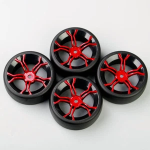 4pcs Tires & Wheels For 1/10 HSP HPI RC Speed Drift Racing Car Plastic red - Picture 1 of 6