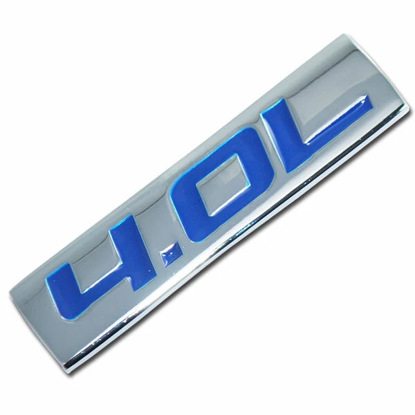 CHROME BLUE METAL 4.0L ENGINE RACE MOTOR SWAP EMBLEM BADGE FOR TRUNK HOOD DOOR — 第 1/1 张图片