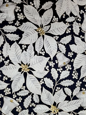 Tela Campana de Pascua Fabri-Colt TRADICIONES NAVIDEÑAS Azul Blanco Dorado 2.5yds Foto 1 de 4