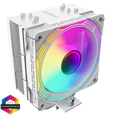 GameMax Ice Force Intel AMD White CPU Cooler 120mm 12cm PWM ARGB Fan TDP 200w - Image 1 of 4
