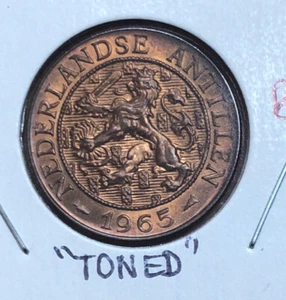 1965 Netherlands Antilles 2 1/2 Cents “TONED”Uncirculated Coin-KM#5-Mintage=500K - Picture 1 of 4