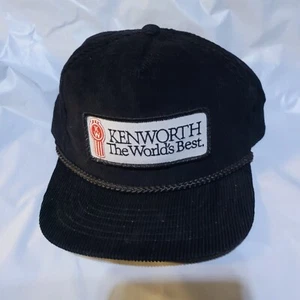 Vintage NOS Never Worn Black Kenworth Trucks Corduroy Snapback Hat Trucker Cap - Picture 1 of 3