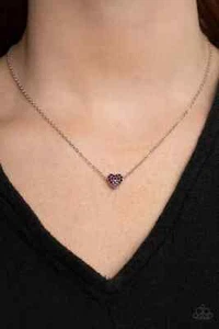 Paparazzi Hit 'Em Where It HEARTS - Purple Rhinestone Heart Pendant Necklace NWT - Picture 1 of 2