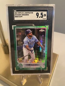 2022 Randy Arozarena Topps Chrome Green Logofractor 18/99 SGC MT+ 9.5 - Picture 1 of 2