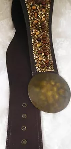 Cinturón de cuero para mujer Chico's talla S con cuentas suroeste con hebilla de latón de 4 - Imagen 1 de 6