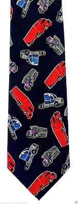 Gravata azul Big Red Trucks masculina transporte semi-despejo caminhão motorista gravata  - Imagem 1 de 3
