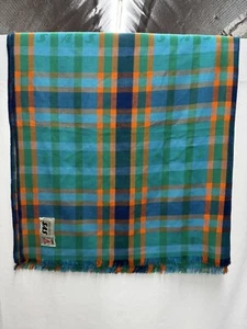 Vintage SAS Scandinavian Airlines Flugdecke Plaid türkis 50 x 64" Fransen - Bild 1 von 8