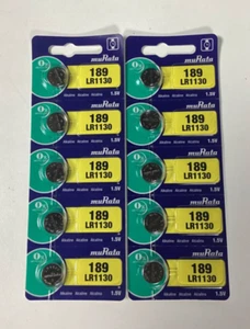 Murata LR1130 (189) Alkaline Button Cell Battery (10 Pack) LR54 AG10 EXP 2022 - Picture 1 of 2
