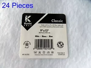 New 24 Pack White Kunin Classic Felt Squares ~ 9"x12" (22.9x30.5cm) Free US Ship - Picture 1 of 2