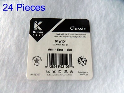 New 24 Pack White Kunin Classic Felt Squares ~ 9"x12" (22.9x30.5cm) Free US Ship - Image 1 of 2