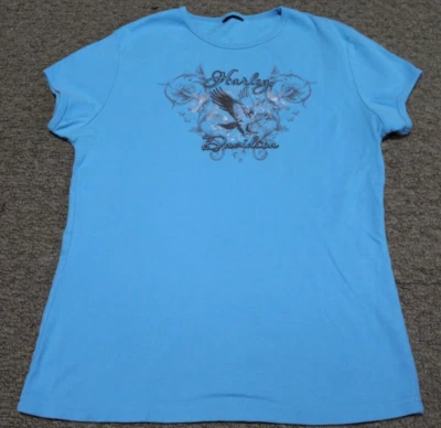 Camiseta para mujer Harley Davidson azul Twin Cities MN Eagle logotipo cachemir grande Foto 1 de 4