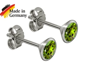 925 ECHT SILBER rhodiniert *** PERIDOT Ohrstecker wählbar in 3-4-5  mm  Ø - Picture 1 of 6