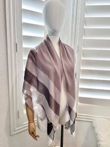 NWT Coach F54253 Stone Gray Plaid Wrap Oversized Square Scarf $175 - Picture 1 of 9