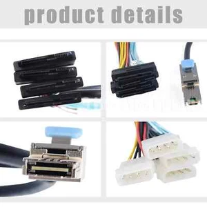 SAS SATA Mini SAS 4x Mini SAS26P SFF-8088 to 4 SFF 8482 SAS29P SAS Power Cabe 1m - Picture 1 of 6