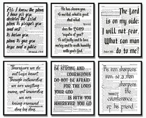 Christliche Geschenke für Männer - Handbeschriftung Bibelverse Passagen 6 Drucke + Rahmen - Bild 1 von 12