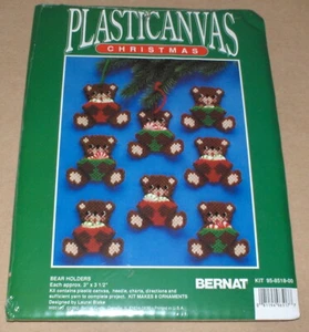 Bernat Teddy "Bear Holders" Plastic Canvas Christmas Ornaments / Holders Kit NIP - Picture 1 of 2