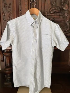 A+ SAI Boys Size 16 Short Sleeve Blue White Pin Stripe Shirt Uniform School - Picture 1 of 6