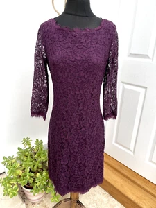 Diane Von Furstenberg Dress Size 10 Purple Eyelash Lace Bodycon Cocktail DVF - Picture 1 of 9