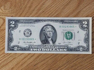 2013 $2 NEW YORK District UNC/GEM STAR NOTE B00193865* 2 OF 3 CONS SERIAL NUMBER - Image 1 of 4