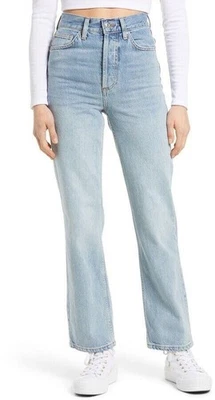 Pantalones de mezclilla TOPSHOP para mujer talla 14 36 KORT lavado claro botón mosca papá T512 Foto 1 de 4