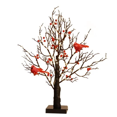 Vintage Glowing Tree With Cardinals Trees With Cardinals Little Red Bird Trees - Image 1 of 4