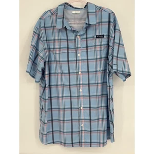 Camisa de pesca Columbia de manga corta a cuadros para hombre azul rosa negro talla XXL - Imagen 1 de 9