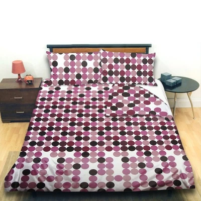 3 Pce Opus Dots Circular Mauve Quilt Cover Set Queen - Image 1 of 3