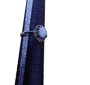 Vintage Silver Ring With Opal Oval Stone Jewellery Size N Hallmarked Silver - Picture 1 of 12