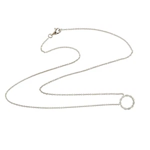 18k White Gold Diamond Circle Pendant Necklace Minimalist Dainty Gift for Her - Picture 1 of 6