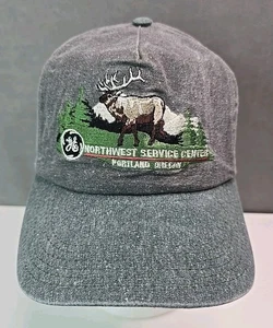 Vintage GE Mütze bestickt Elch Berg Portland Oregon Riemen hinten A Rahmen Kappe - Bild 1 von 7