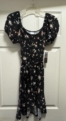 No Boundaries Women's Floral Black Dress, Off The Shoulder, Size Large - Image 1 of 4